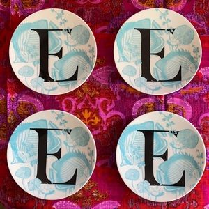 Anthropologie Grace Monogram “E” Appetizer Plates
